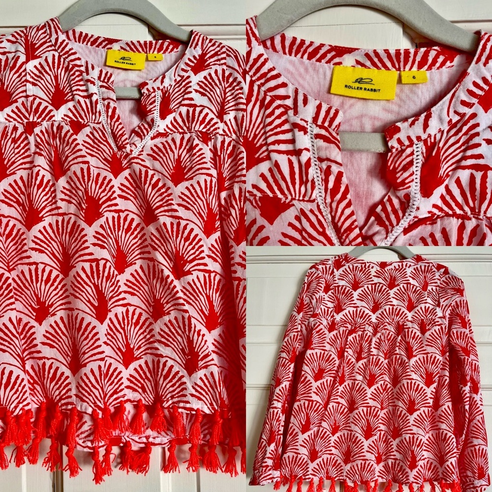 Roller Rabbit Size 6 top! Worn only once or twice. A pinky/coral/red color.